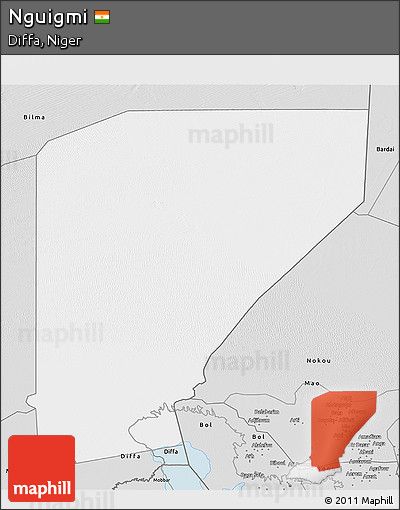 Silver Style 3D Map of Nguigmi