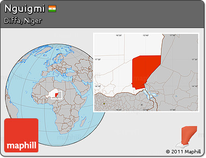 Gray Location Map of Nguigmi, highlighted country