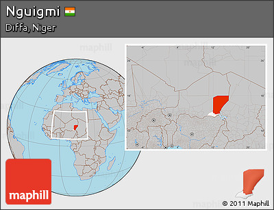 Gray Location Map of Nguigmi, highlighted parent region, within the entire country