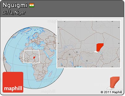 Gray Location Map of Nguigmi, highlighted parent region, within the entire country