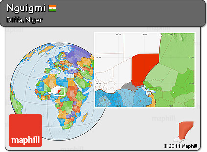 Political Location Map of Nguigmi, highlighted country, highlighted parent region