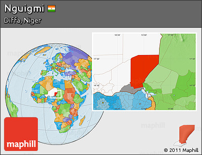 Political Location Map of Nguigmi, highlighted country, highlighted parent region