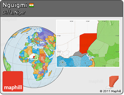 Political Location Map of Nguigmi, highlighted country, highlighted parent region