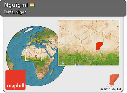 Satellite Location Map of Nguigmi, within the entire country