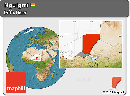 Satellite Location Map of Nguigmi, highlighted country, highlighted parent region