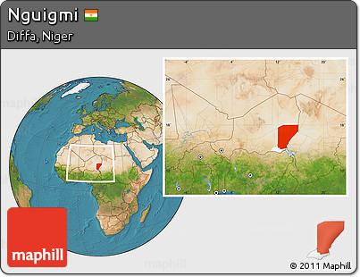 Satellite Location Map of Nguigmi, highlighted parent region, within the entire country