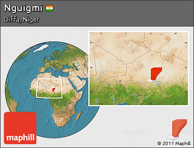 Satellite Location Map of Nguigmi, highlighted parent region, within the entire country