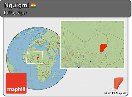Savanna Style Location Map of Nguigmi, within the entire country