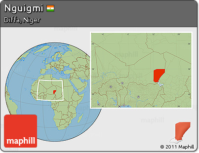 Savanna Style Location Map of Nguigmi, within the entire country