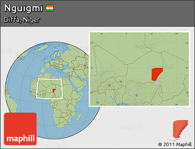 Savanna Style Location Map of Nguigmi, within the entire country