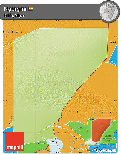 Physical Map of Nguigmi, political outside