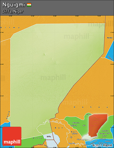 Physical Map of Nguigmi, political outside