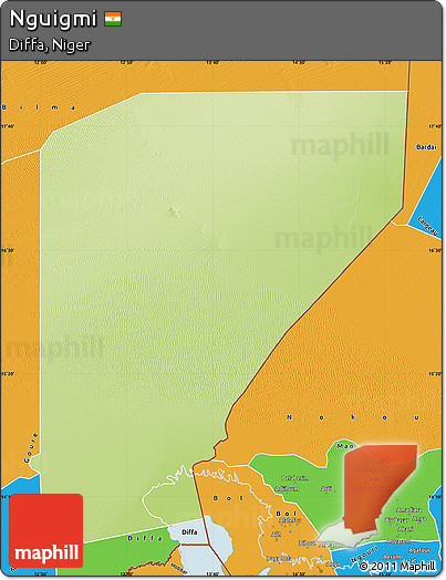 Physical Map of Nguigmi, political outside