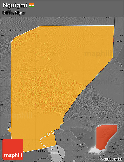 Political Map of Nguigmi, darken, desaturated