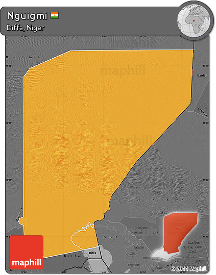 Political Map of Nguigmi, darken, desaturated