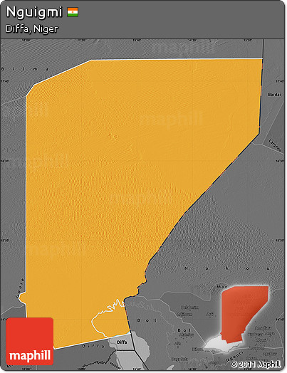 Political Map of Nguigmi, darken, desaturated