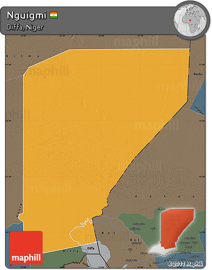 Political Map of Nguigmi, darken, semi-desaturated
