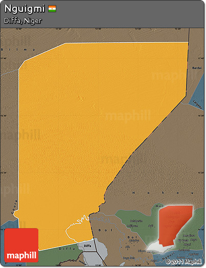 Political Map of Nguigmi, darken, semi-desaturated
