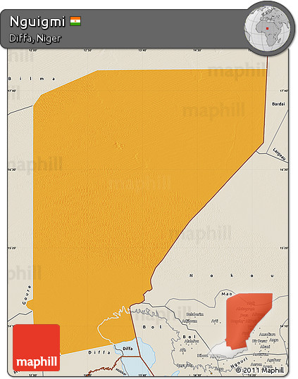 Political Map of Nguigmi, shaded relief outside