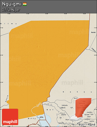 Political Map of Nguigmi, shaded relief outside