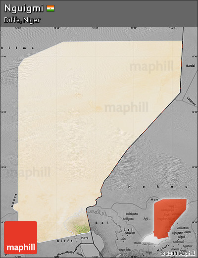 Satellite Map of Nguigmi, darken, desaturated