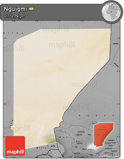 Satellite Map of Nguigmi, darken, desaturated