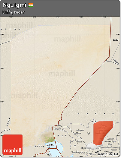 Satellite Map of Nguigmi, shaded relief outside