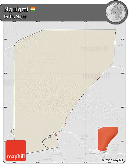 Shaded Relief Map of Nguigmi, lighten, desaturated