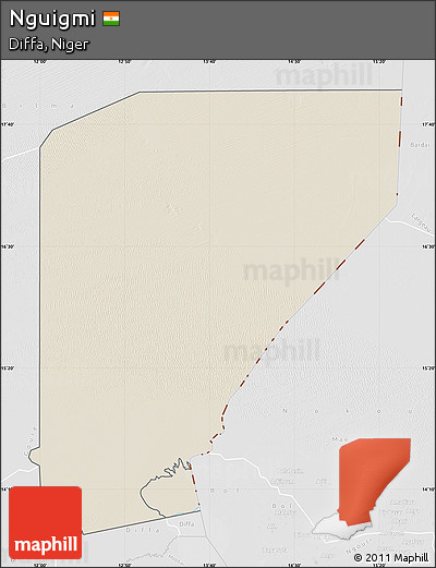 Shaded Relief Map of Nguigmi, lighten, desaturated