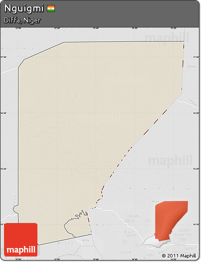Shaded Relief Map of Nguigmi, lighten, desaturated