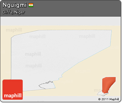 Classic Style Panoramic Map of Nguigmi, single color outside