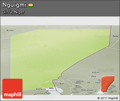 Physical Panoramic Map of Nguigmi, semi-desaturated