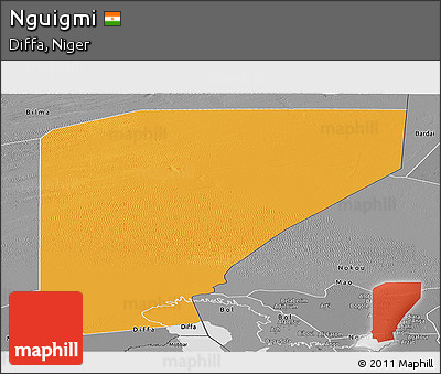 Political Panoramic Map of Nguigmi, desaturated
