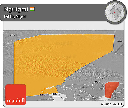 Political Panoramic Map of Nguigmi, desaturated