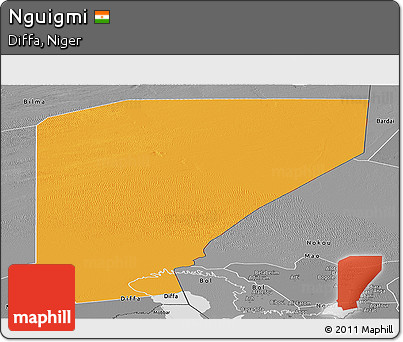 Political Panoramic Map of Nguigmi, desaturated