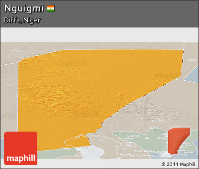 Political Panoramic Map of Nguigmi, lighten, semi-desaturated