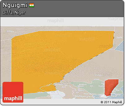 Political Panoramic Map of Nguigmi, lighten, semi-desaturated