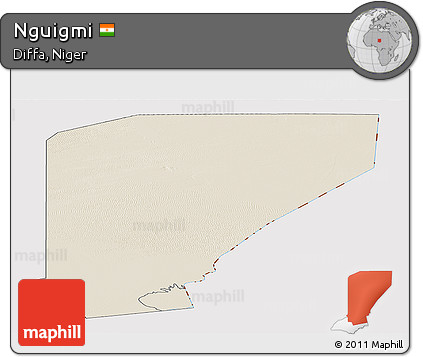 Shaded Relief Panoramic Map of Nguigmi, cropped outside