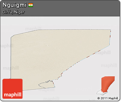 Shaded Relief Panoramic Map of Nguigmi, cropped outside