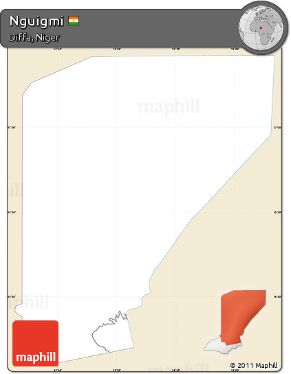 Classic Style Simple Map of Nguigmi, single color outside