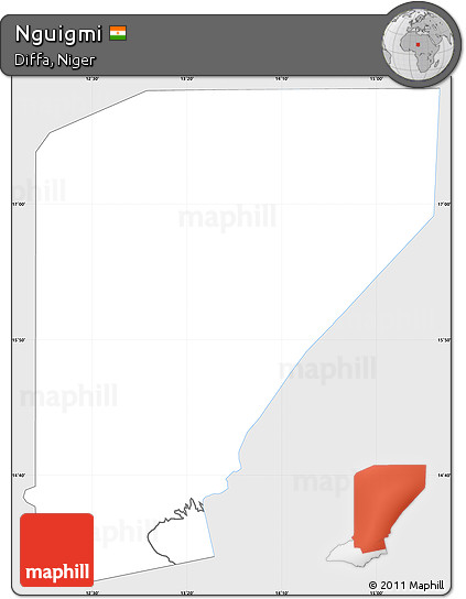 Silver Style Simple Map of Nguigmi, single color outside