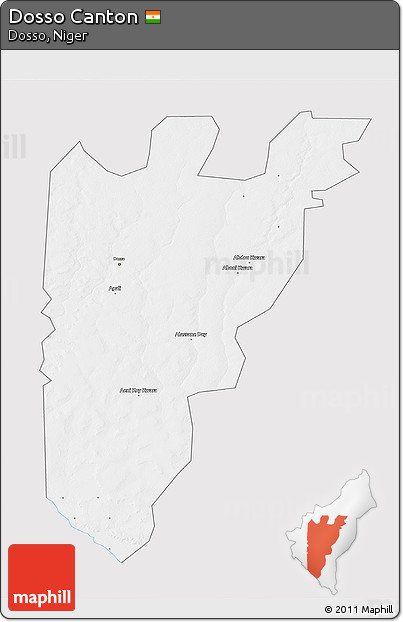 Silver Style 3D Map of Dosso Canton, single color outside