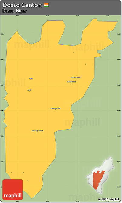 Savanna Style Simple Map of Dosso Canton, single color outside