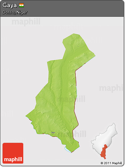 Physical 3D Map of Gaya, cropped outside