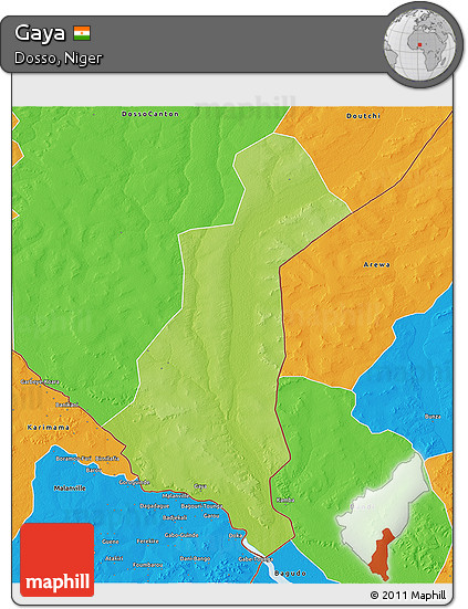 Physical 3D Map of Gaya, political outside