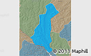 Political 3D Map of Gaya, semi-desaturated