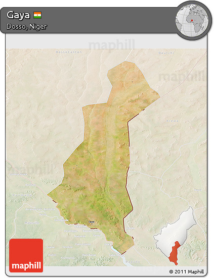 Satellite 3D Map of Gaya, lighten