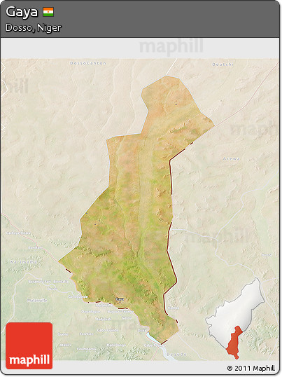 Satellite 3D Map of Gaya, lighten