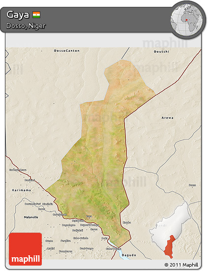 Satellite 3D Map of Gaya, shaded relief outside