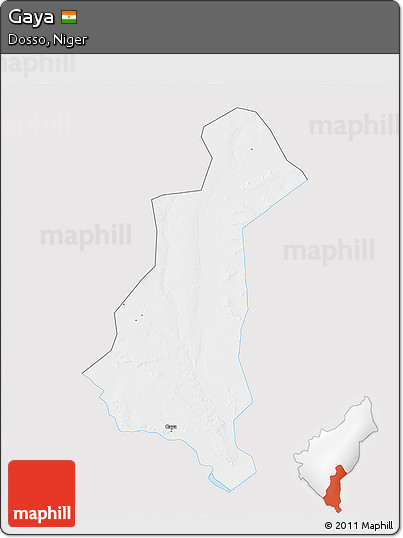 Silver Style 3D Map of Gaya, single color outside